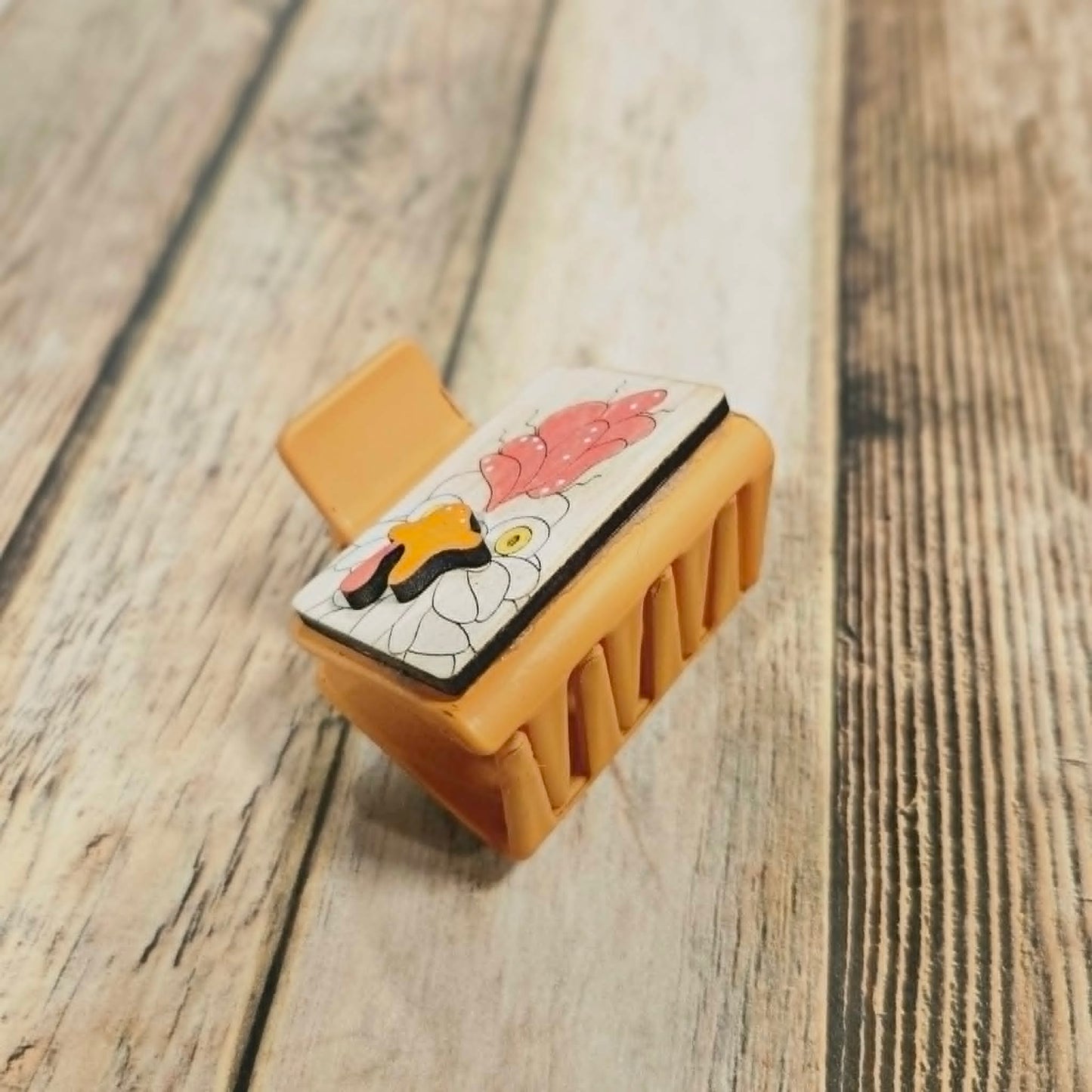 Laser Burned Wood Chicken Small Hair Claw Clip