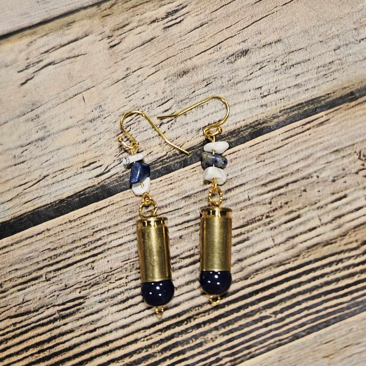rock ammo jewelry, ammo earrings gold ammo jewelry, handmade earrings.