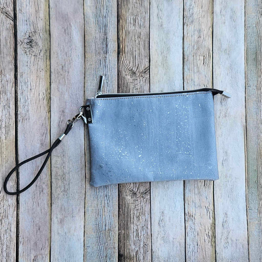 Oleta Belle Blue Cork Clutch with Fabric Card Slots