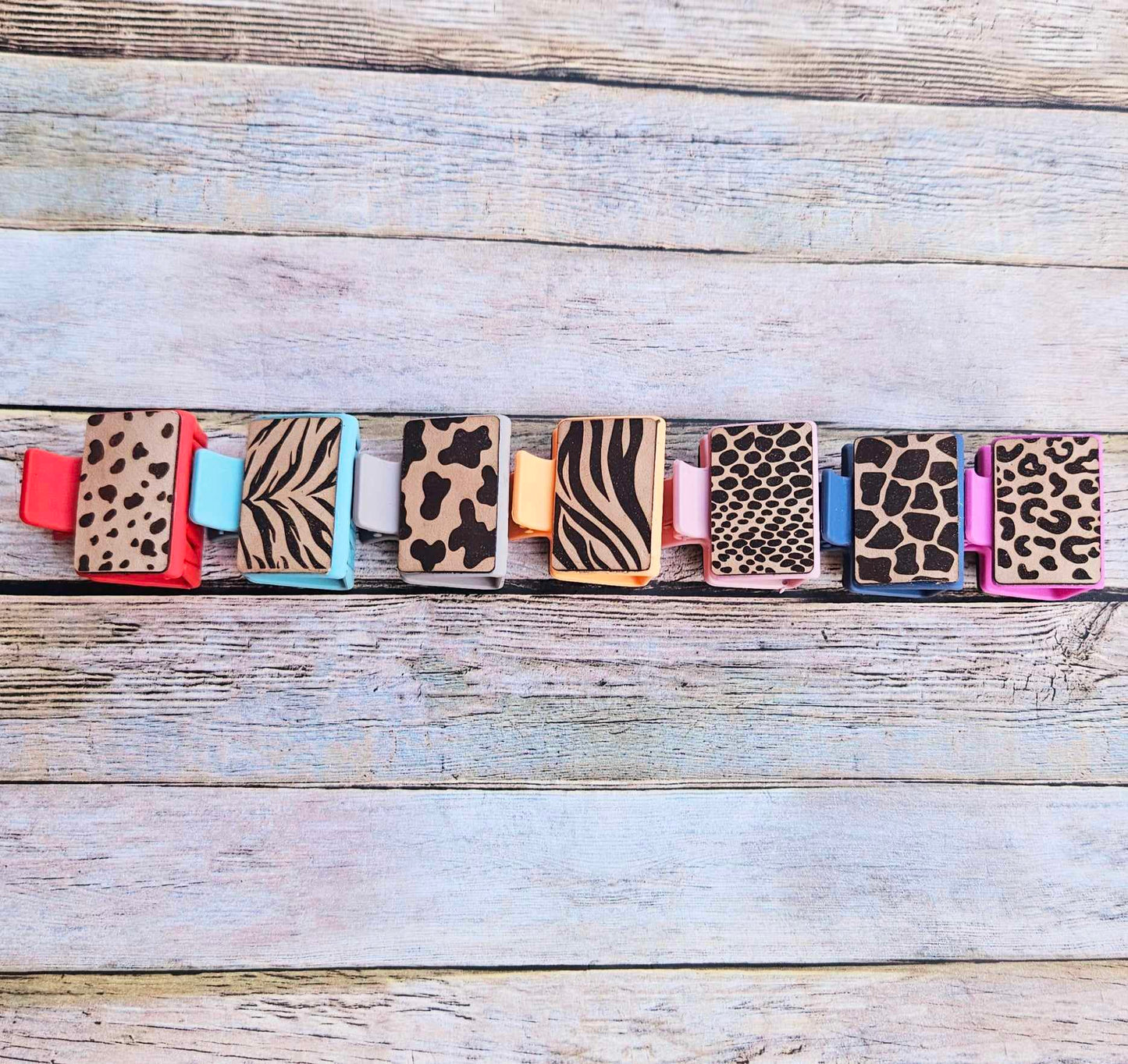laser burned claw, animal print claw, small claw, colorful claw, hair accessories, tiger print, snake print, leopard print, giraffe print, cow print
