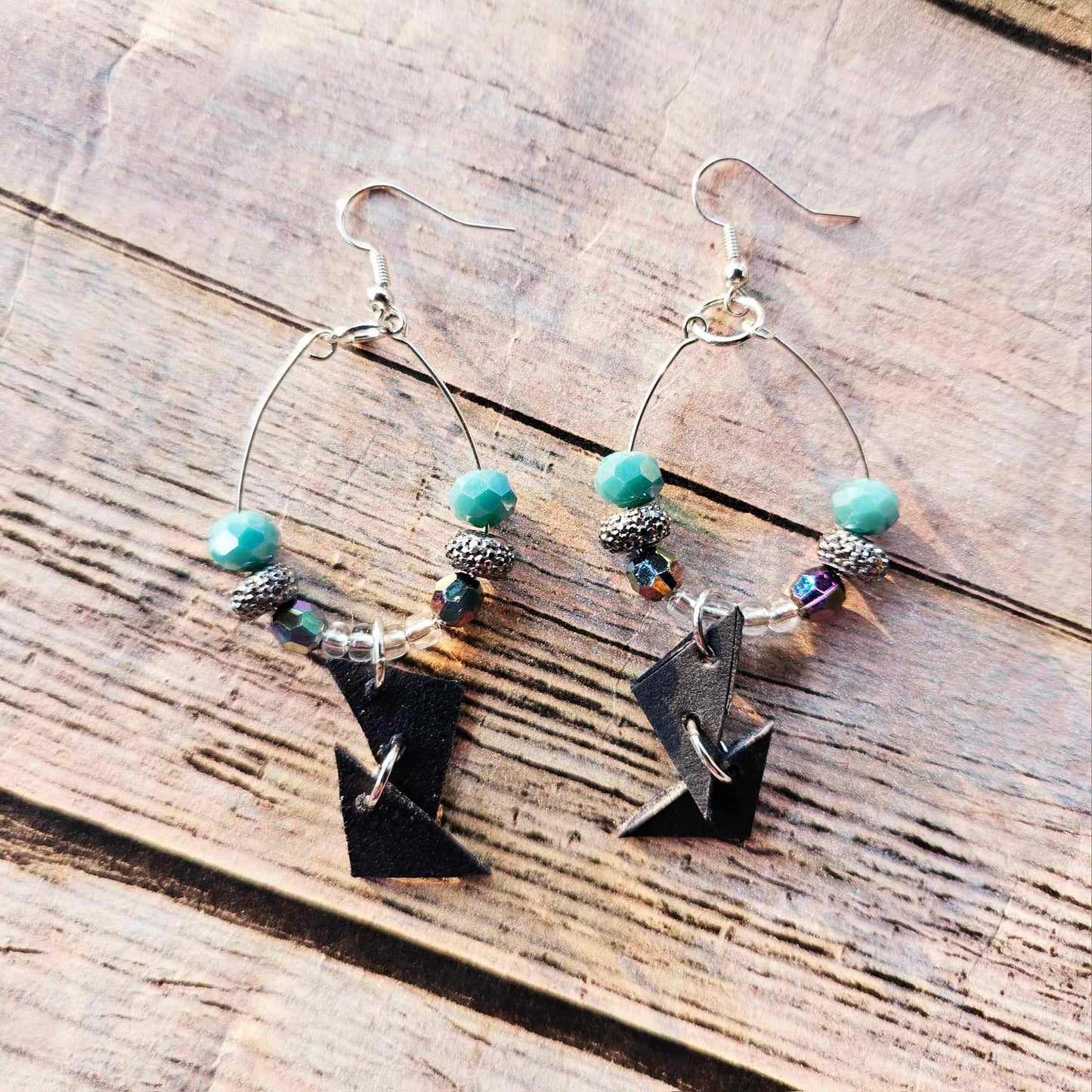 Black Leather Beaded Earrings Colletion 2