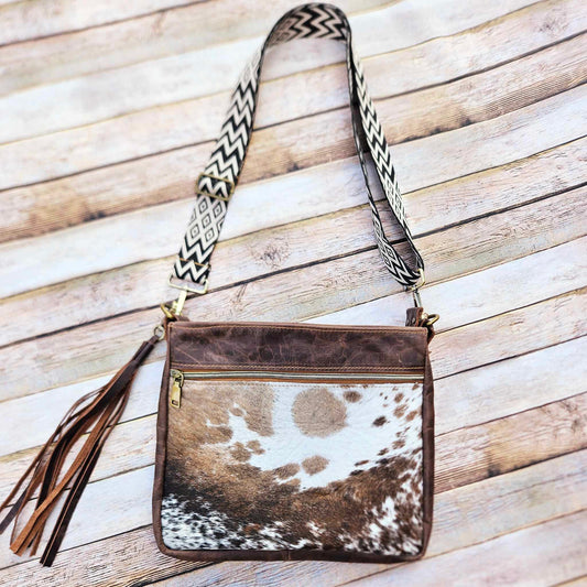 salt and pepper fur on bag, leather crossbody bag, handmade bag, conceal carry bag, hand bag, leather purse