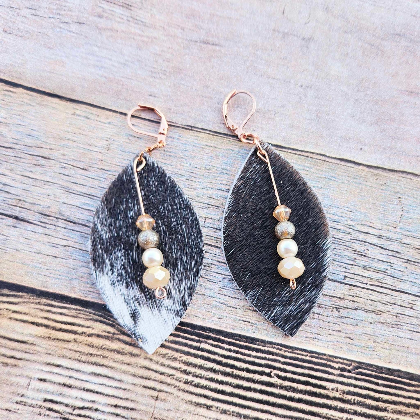 Handmade Fur on Leather Earrings in Diverse Shapes & Colors