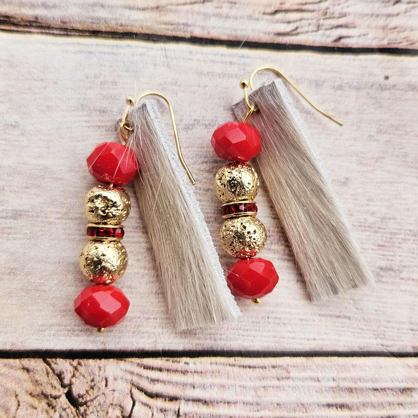 Handmade Fur on Leather Earrings in Diverse Shapes & Colors