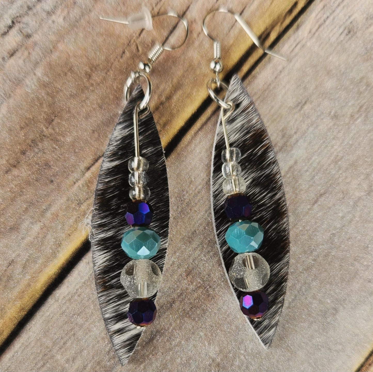 Handmade Fur on Leather Earrings in Diverse Shapes & Colors