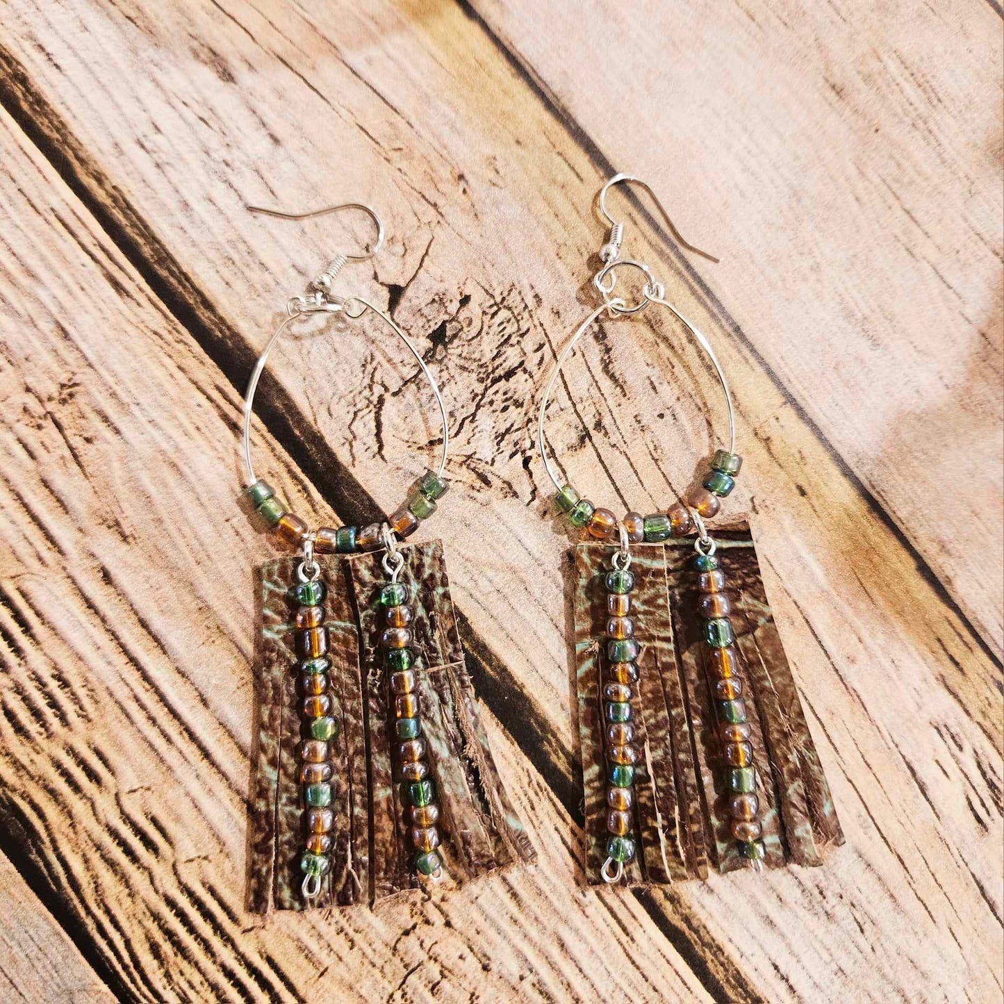 Dark Brown Leather Earrings Collection 2
