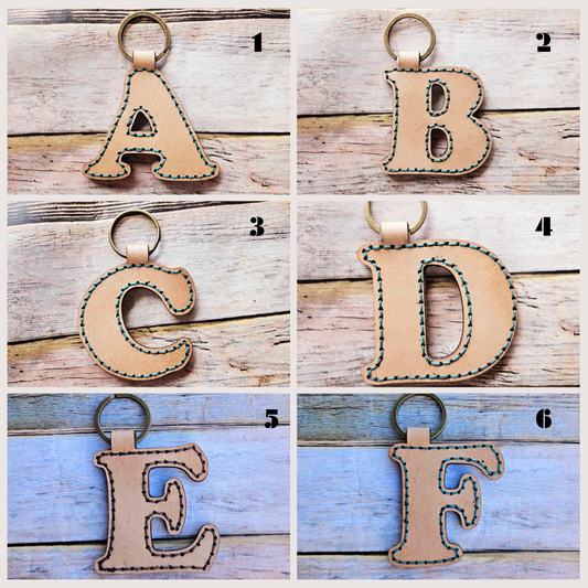Laser burn, letter keychain, leather keychain, leather,
