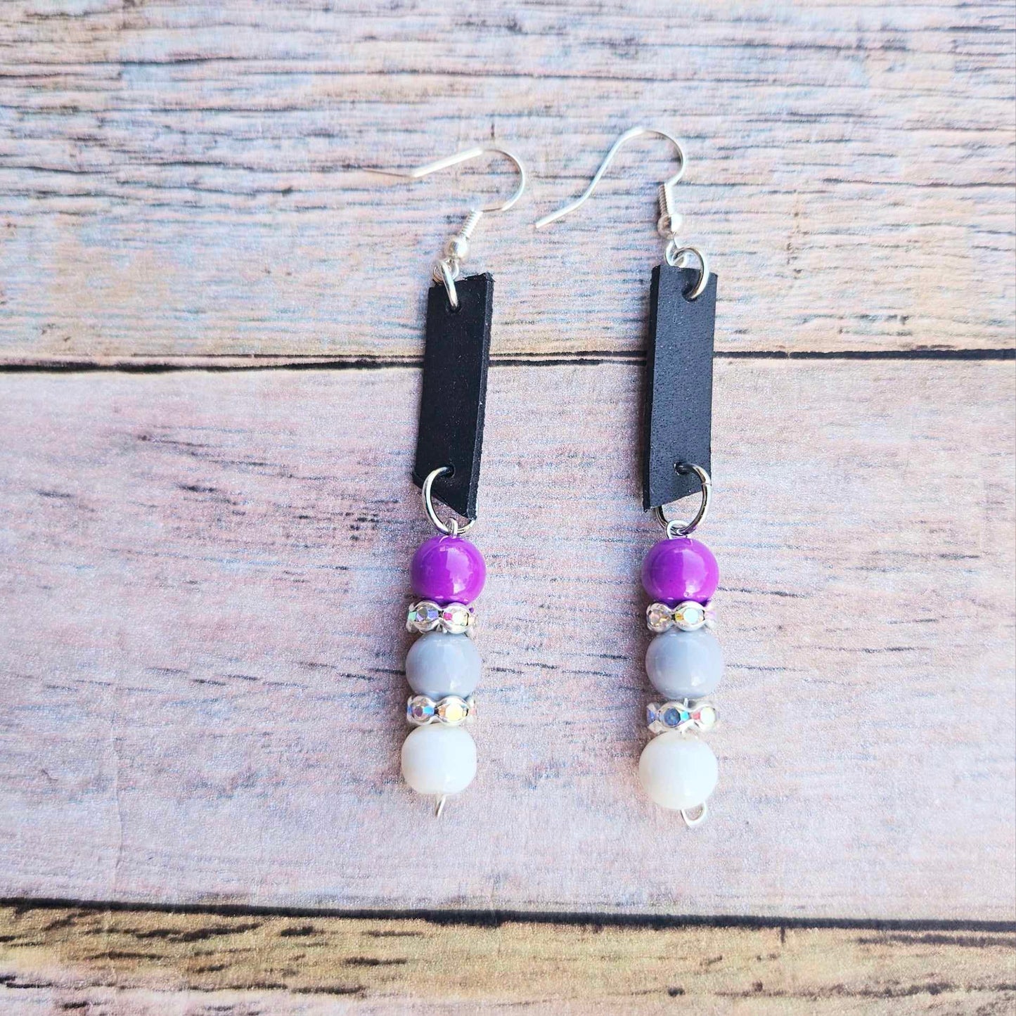 Black Leather Beaded Earrings Colletion 2