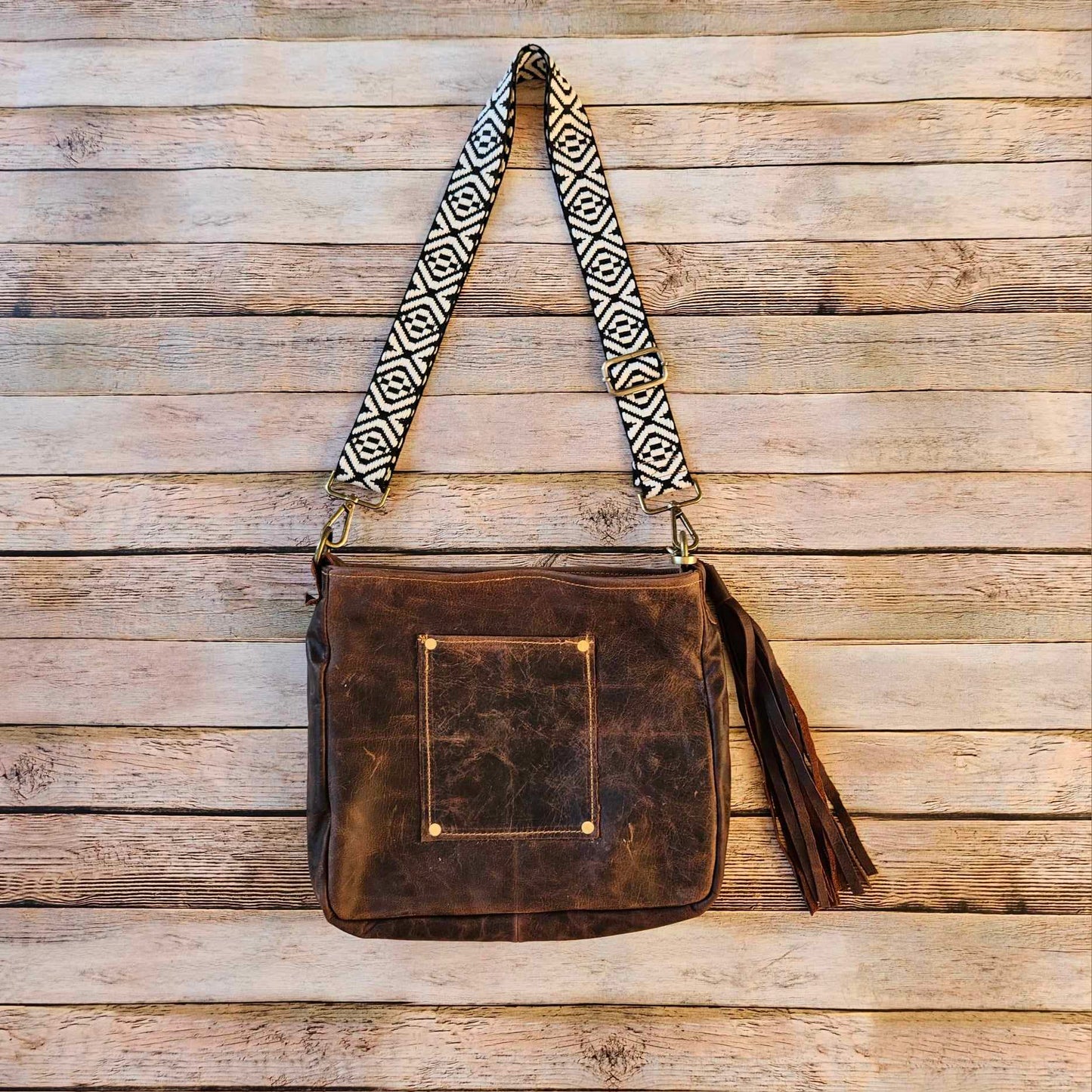 Lyndel Grace Turquoise Brown Leather Crossbody Bag