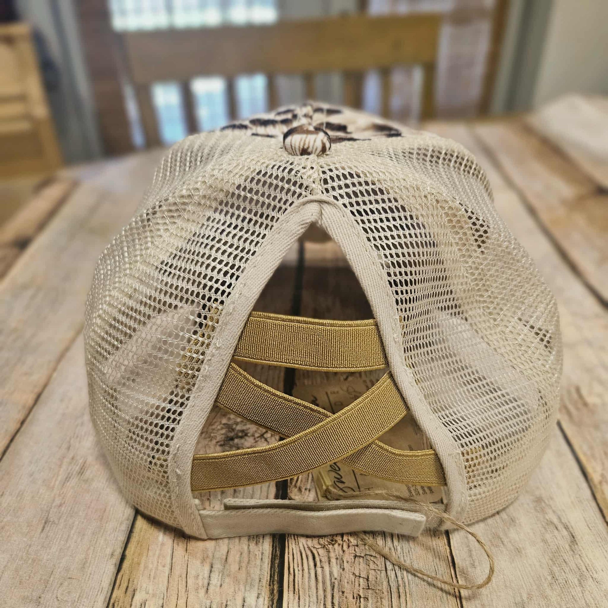 leopard print denim patch cap, denim "Bruh" formally known as mom crisscross hat, embroidered denim patch ponytail hat