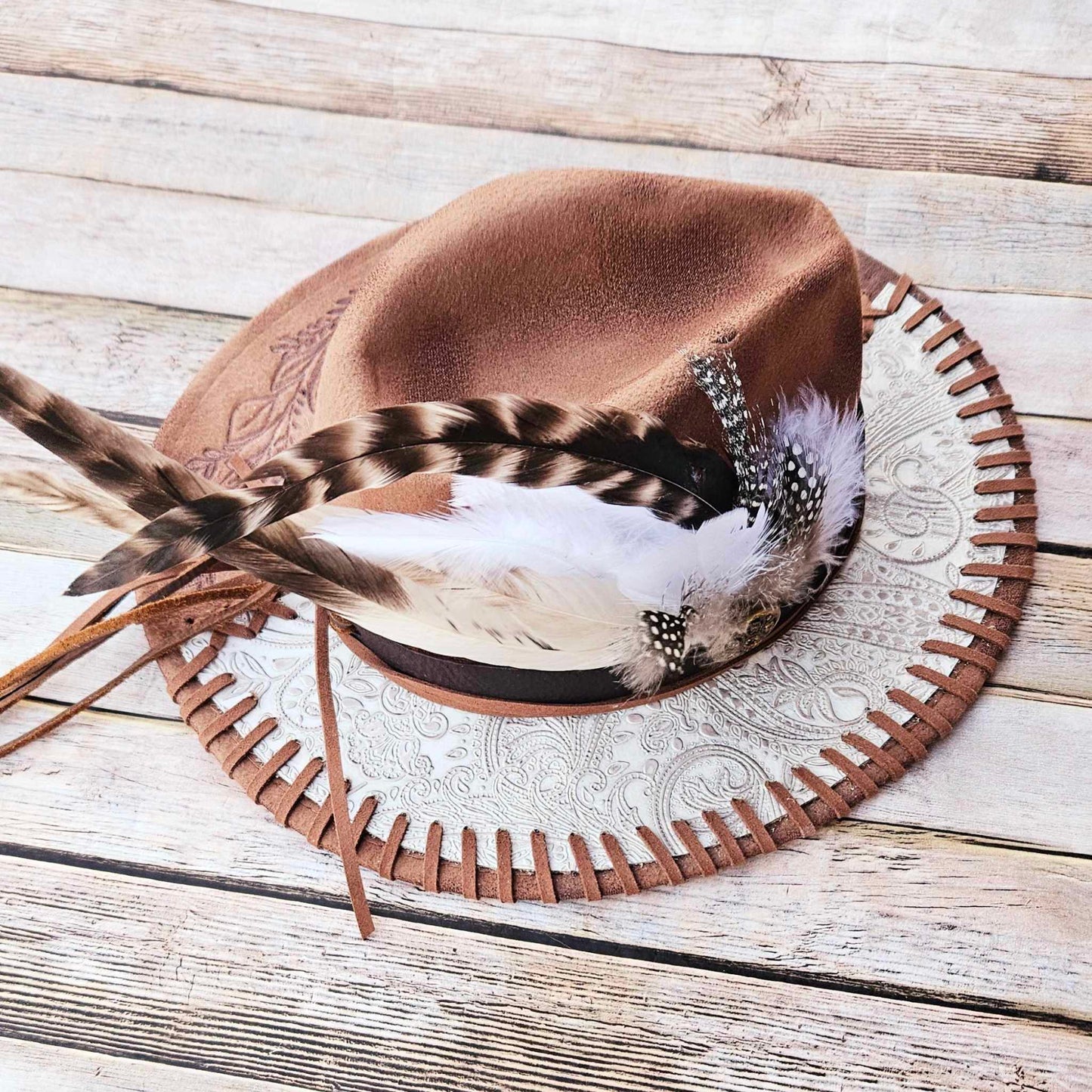 Camel Burned Wide Brim Hat