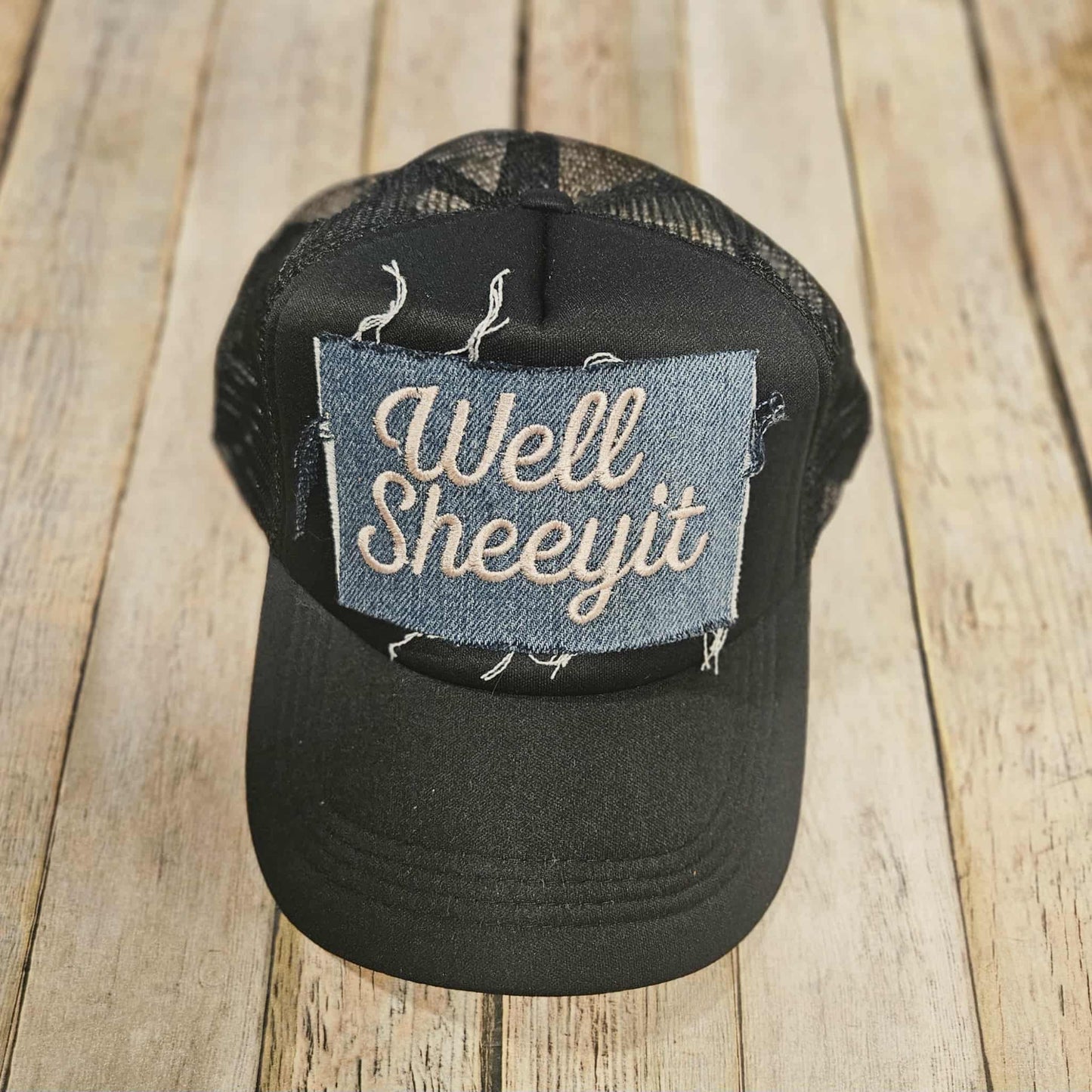Embroidered Leather Patch Trucker Hat