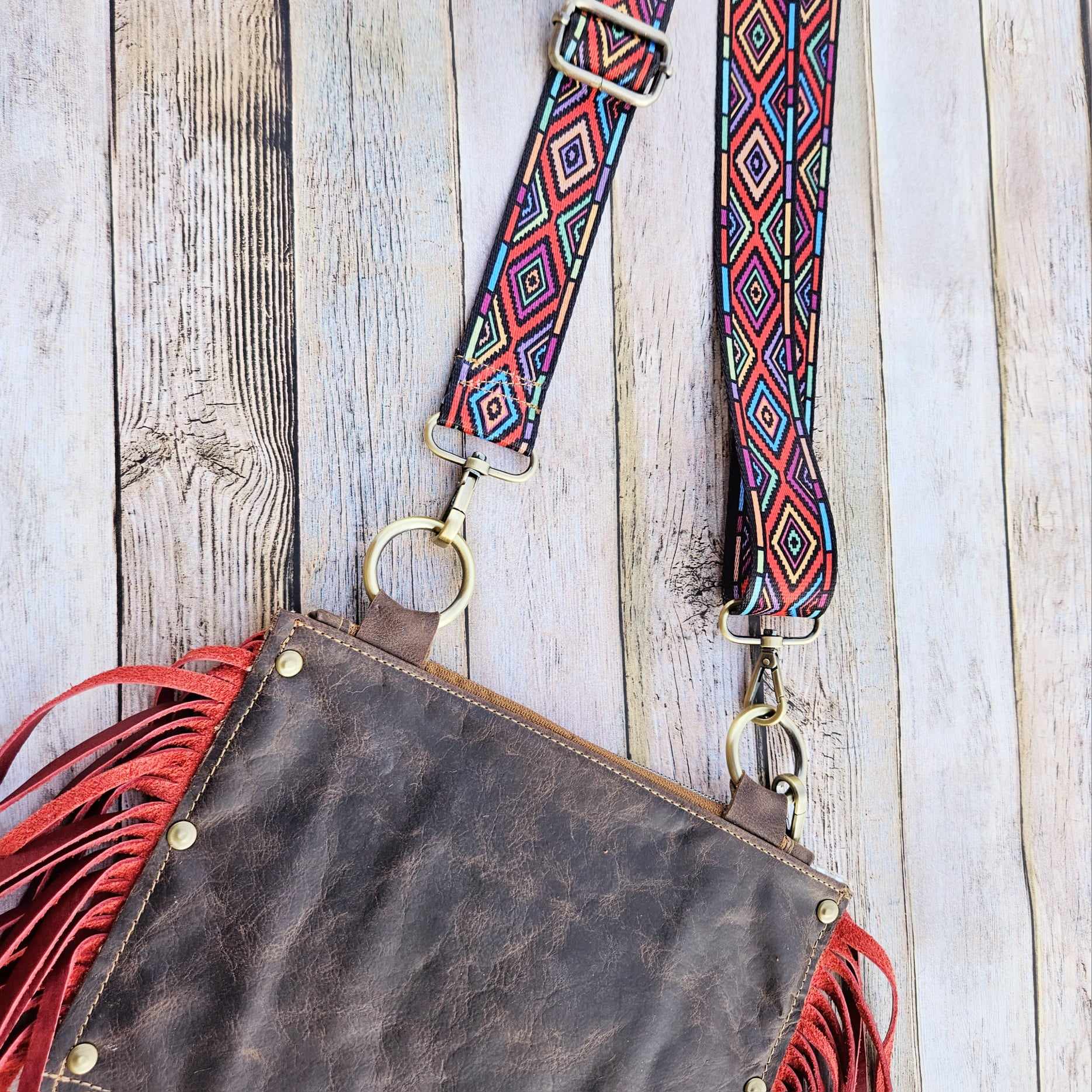 red fringe leather bag, fringe leather crossbody, crossbody bag, red fringe bag, leather fringe purse, brown leather bag