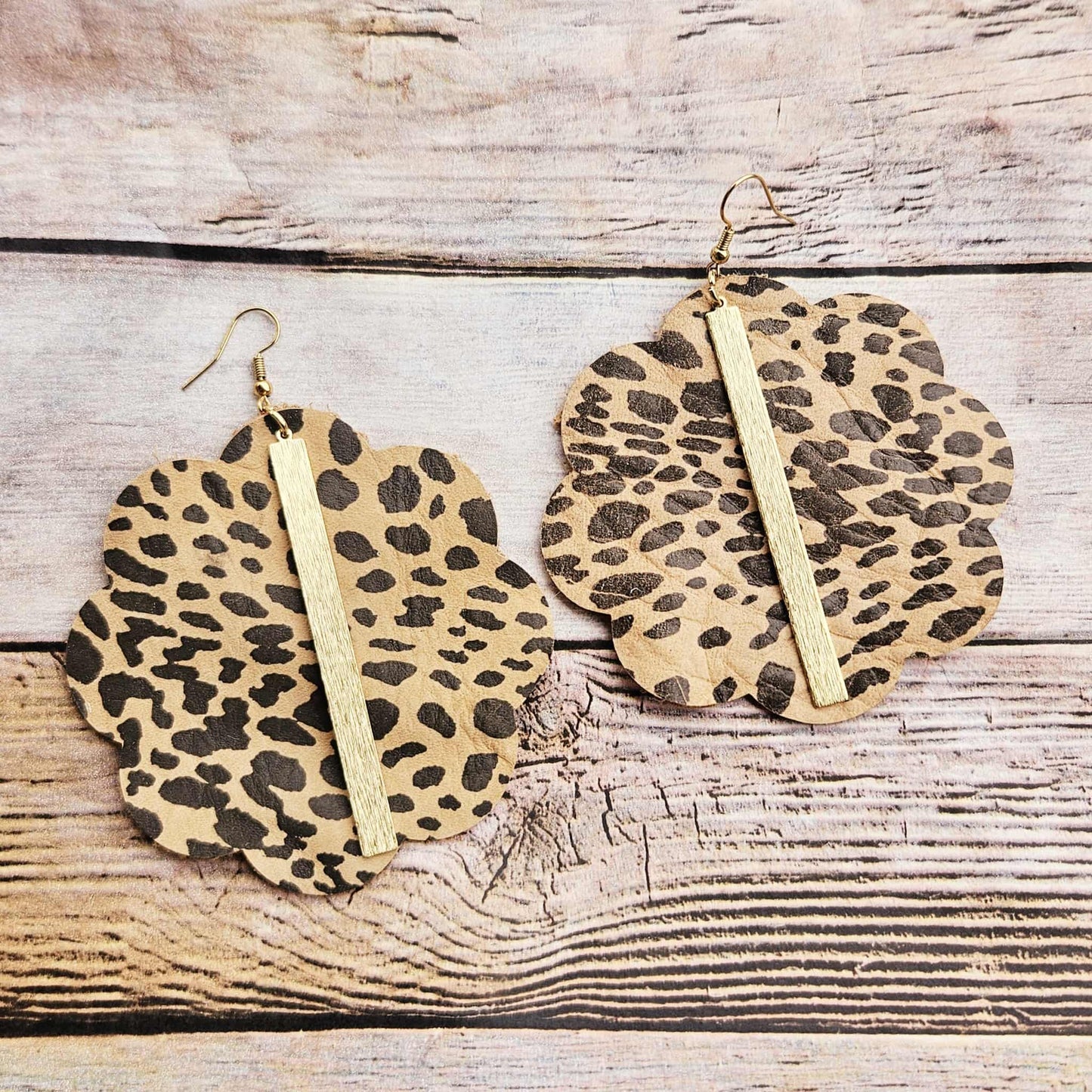Handmade Leopard Leather Earrings in Diverse Shapes & Colors