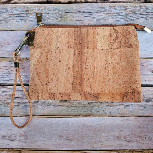 Oleta Belle Natural Cork Wristlet with Fabric Card Slots