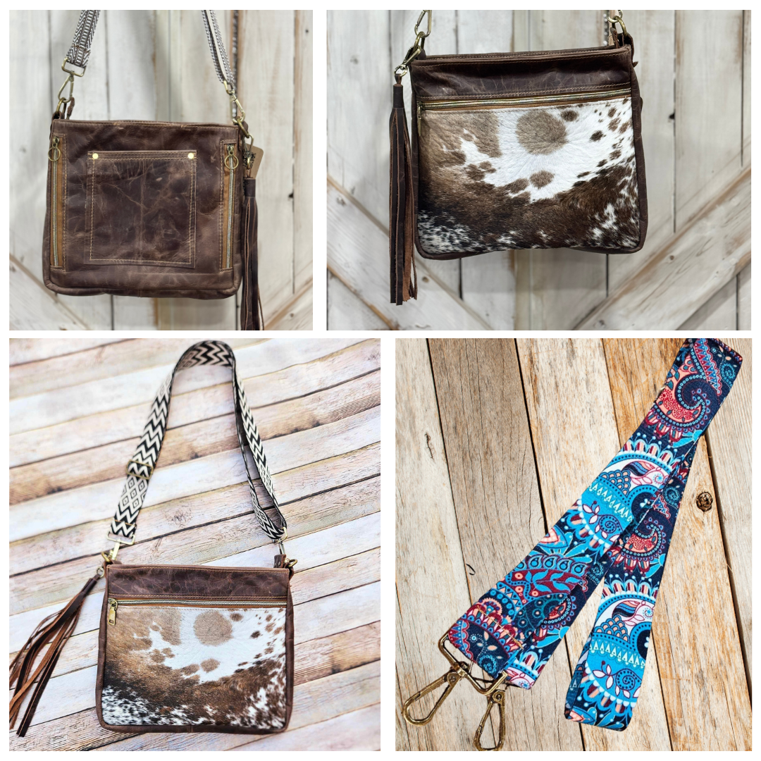 salt and pepper fur on bag, leather crossbody bag, handmade bag, conceal carry bag, hand bag, leather purse