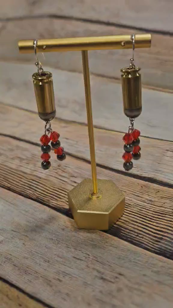 navajo pearl earrings, red crystal bead earrings