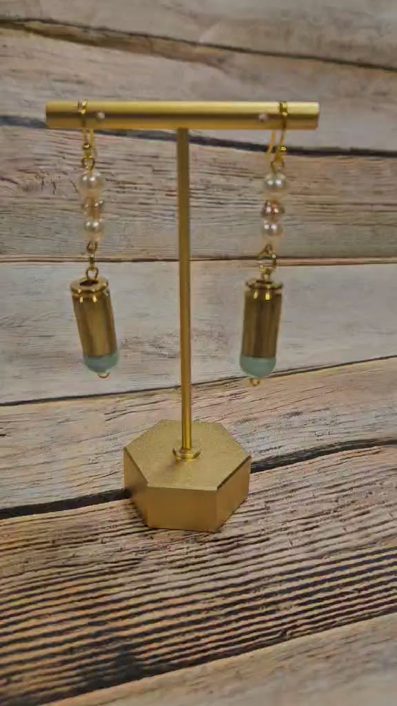 pearl ammo earrings