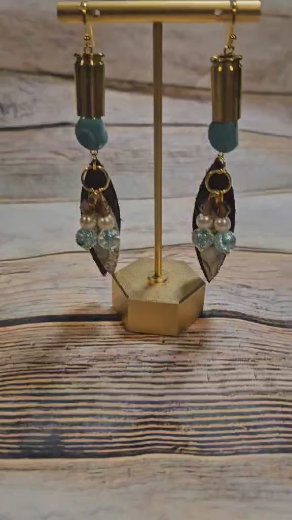 ammo tassel earrings, leather tassel earrings, handmade earrings