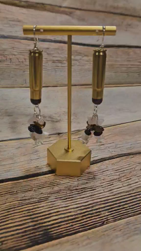 rock tassel ammo earrings, handmade jewelry