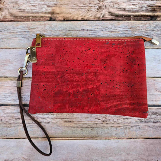 Oleta Belle Red Cork Clutch with Fabric Card Slots