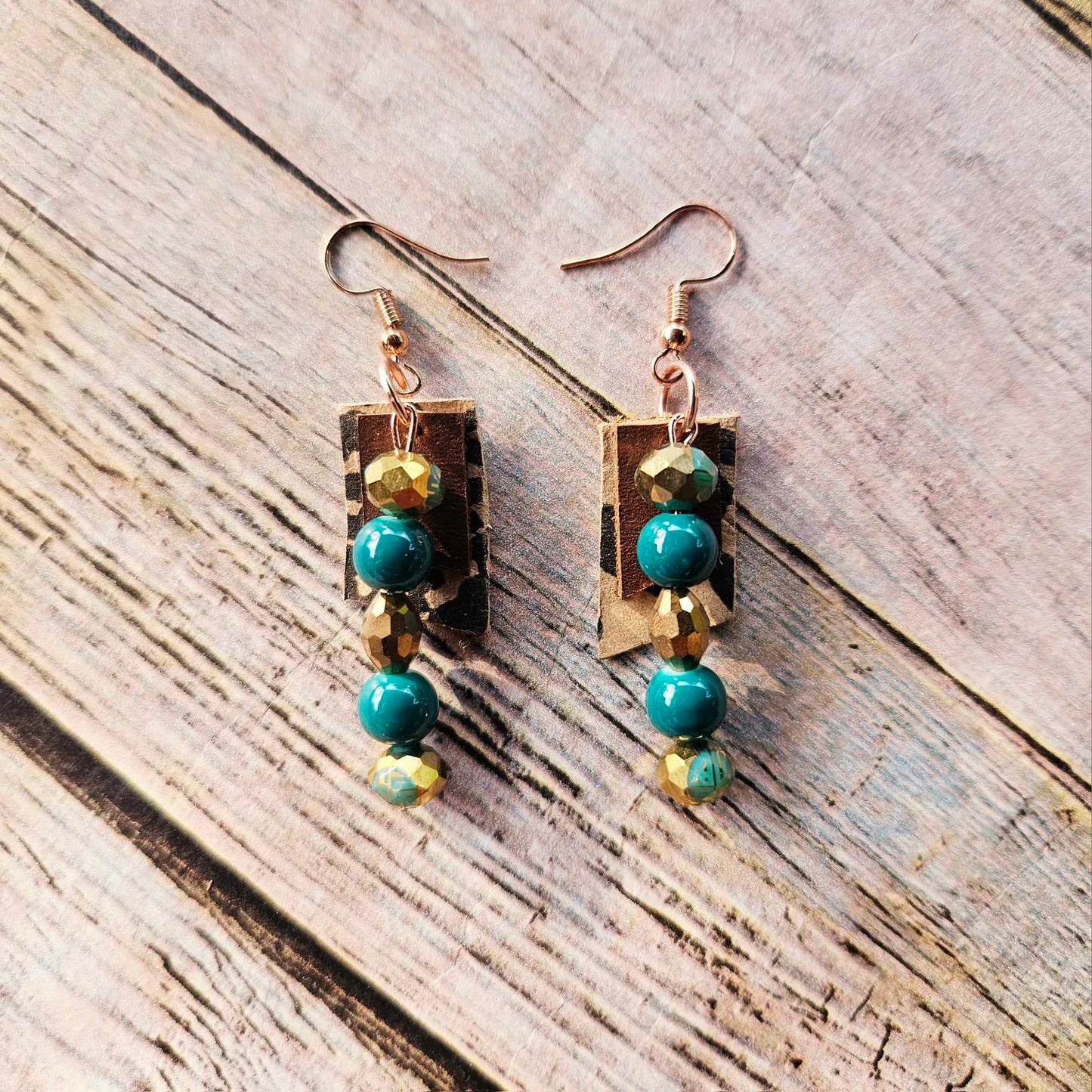 Handmade Leopard Leather Earrings