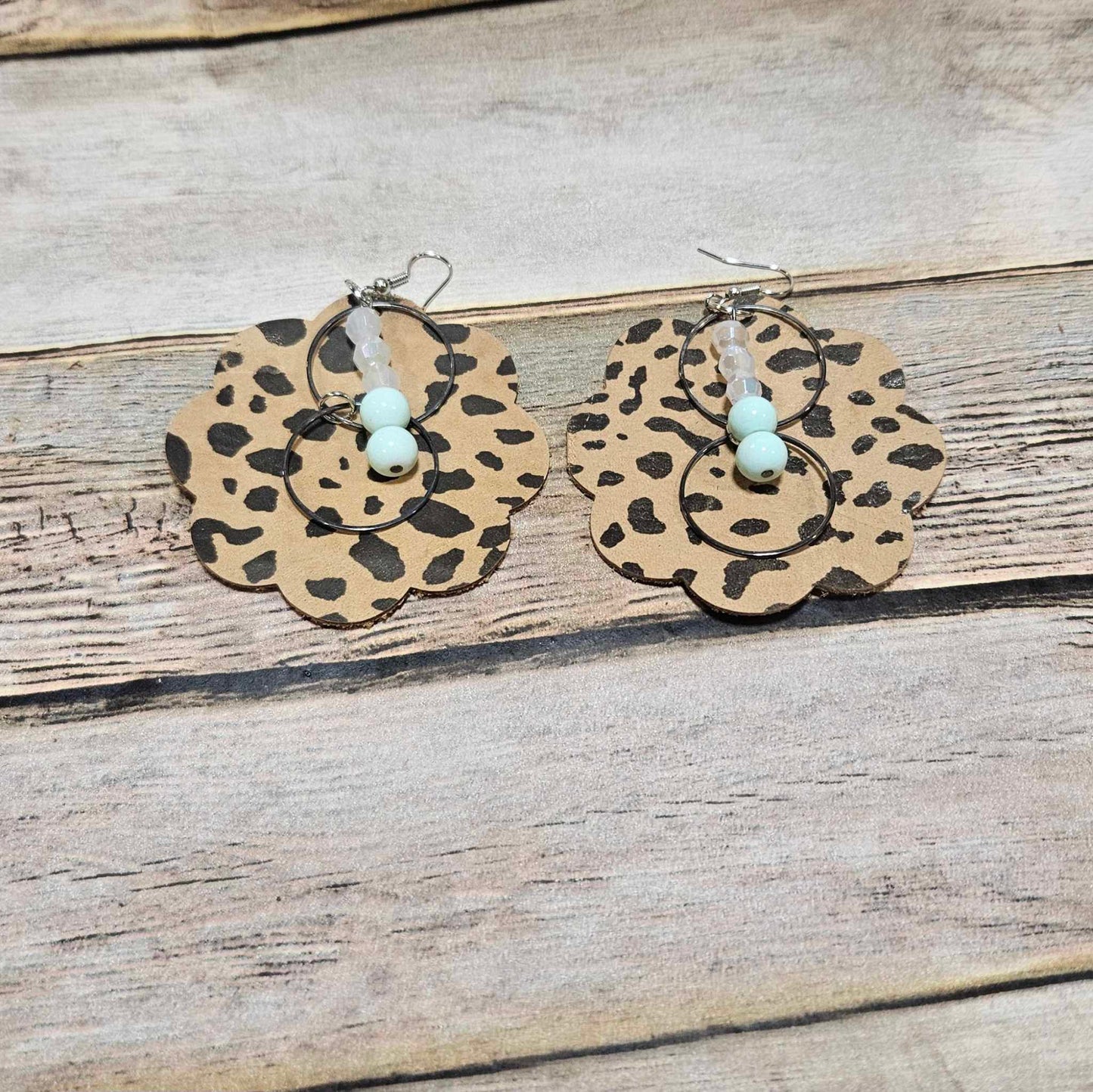 Handmade Leopard Leather Earrings in Diverse Shapes & Colors