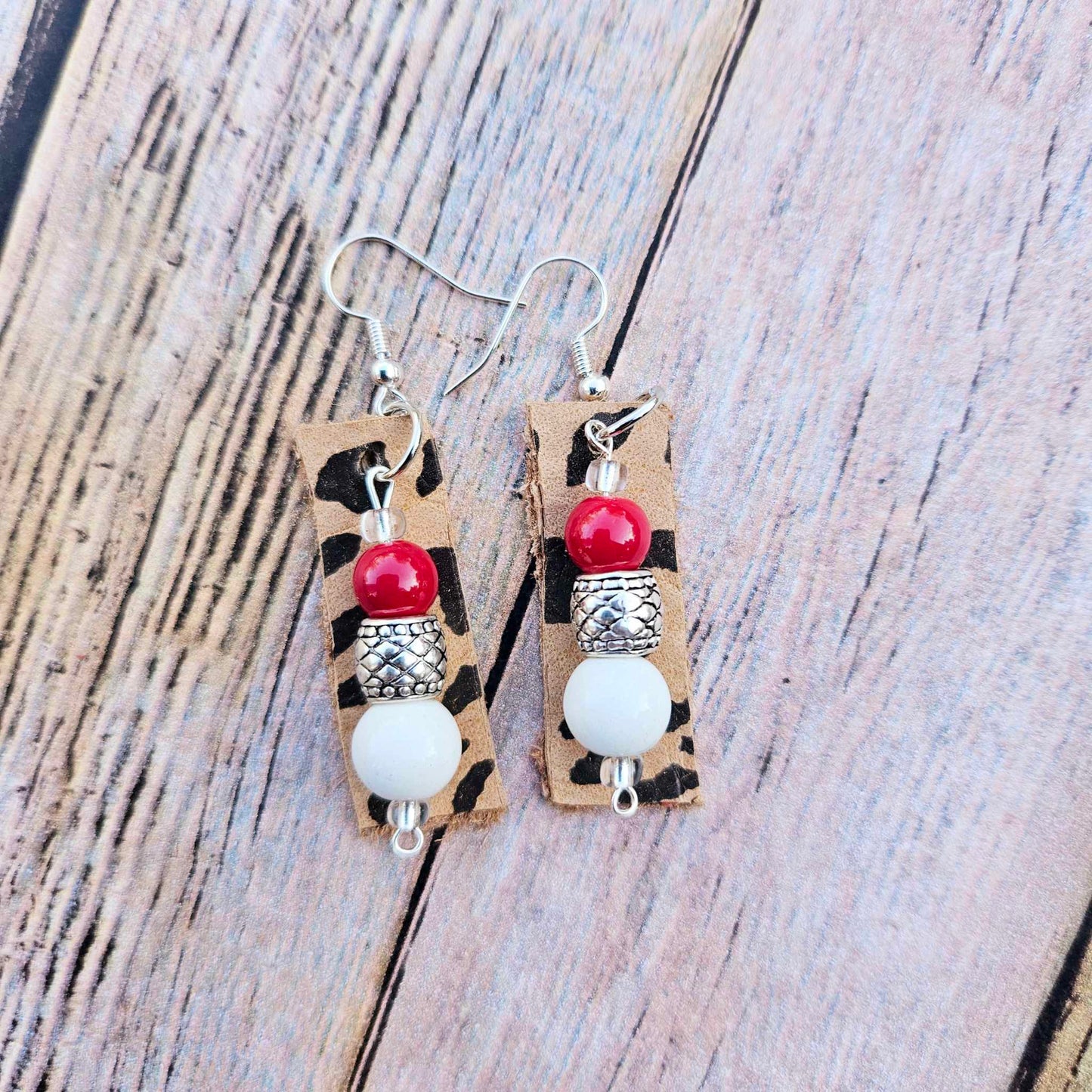 Handmade Leopard Leather Earrings