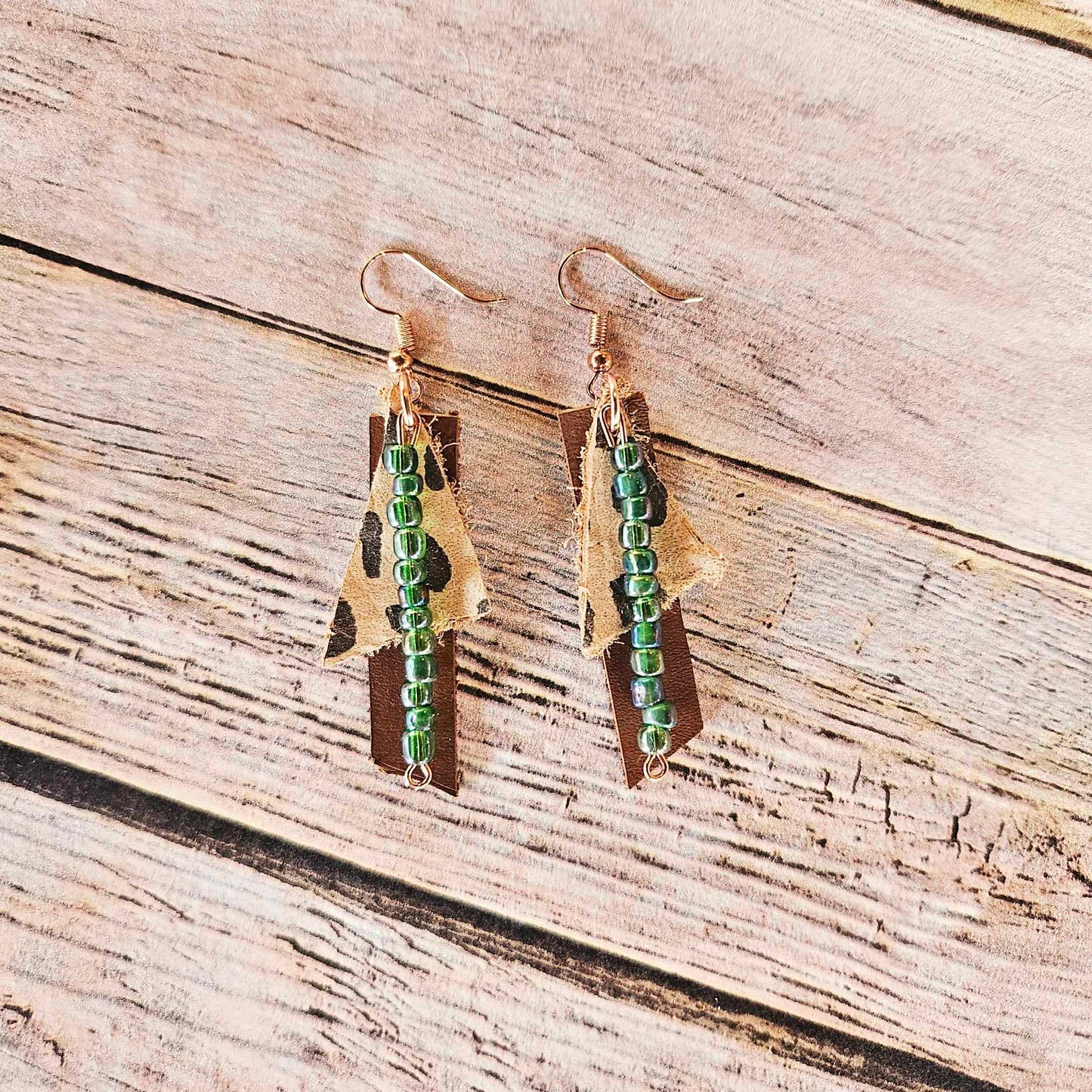 Handmade Leopard Leather Earrings