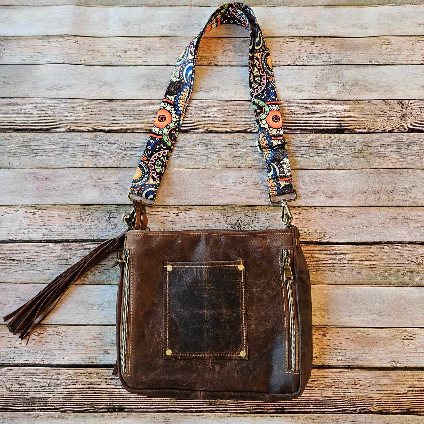 Lyndel Grace Turquoise Brown Leather Conceal Carry Crossbody