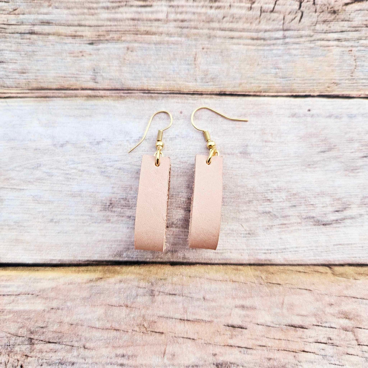 veg tan loop earrings, handmade earrings