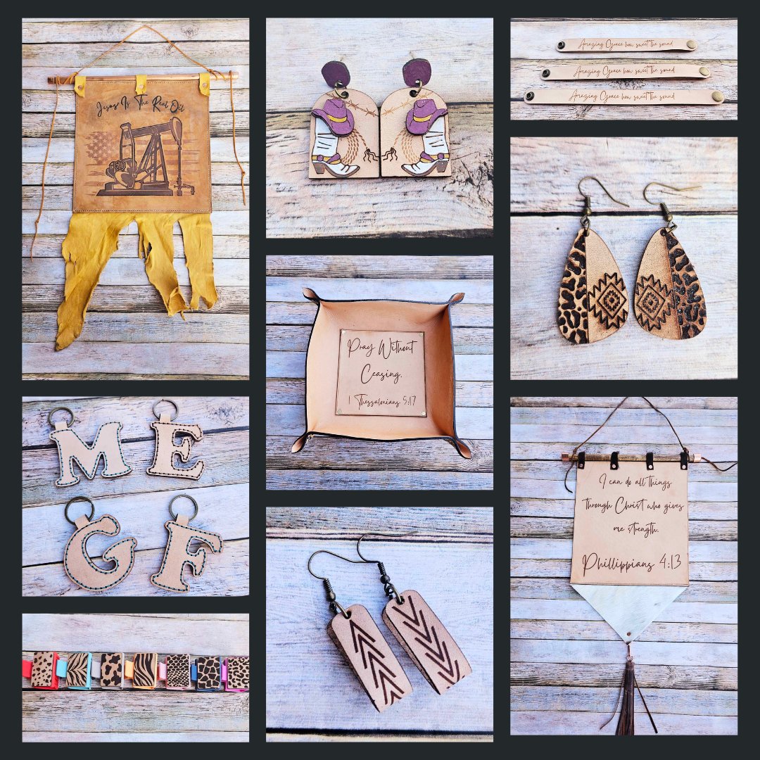 burned leather, laser burned, laser earrings, laser burned bracelet, laser claws, laser burned bowl