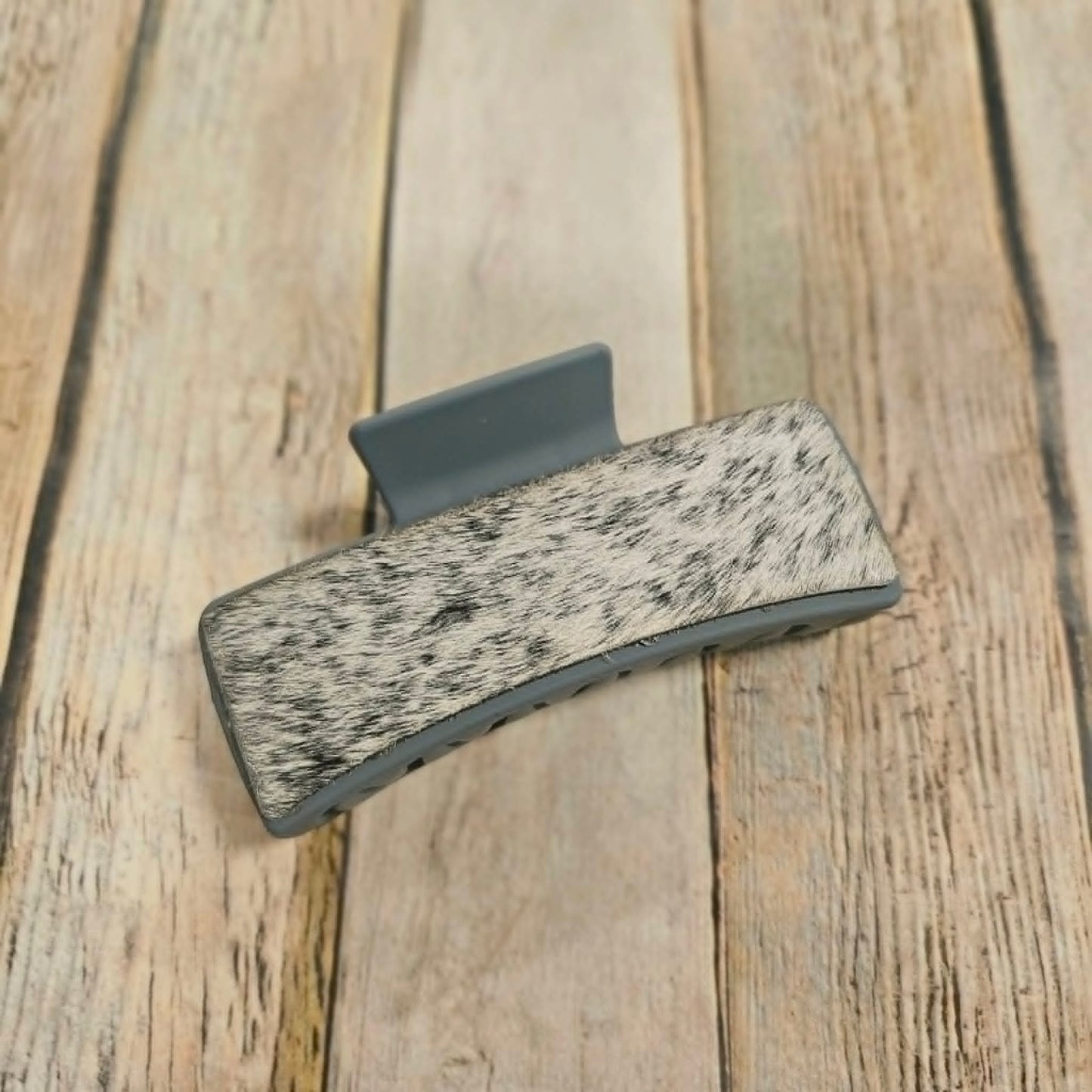 Laser Burned Leather Hair Claw Clip