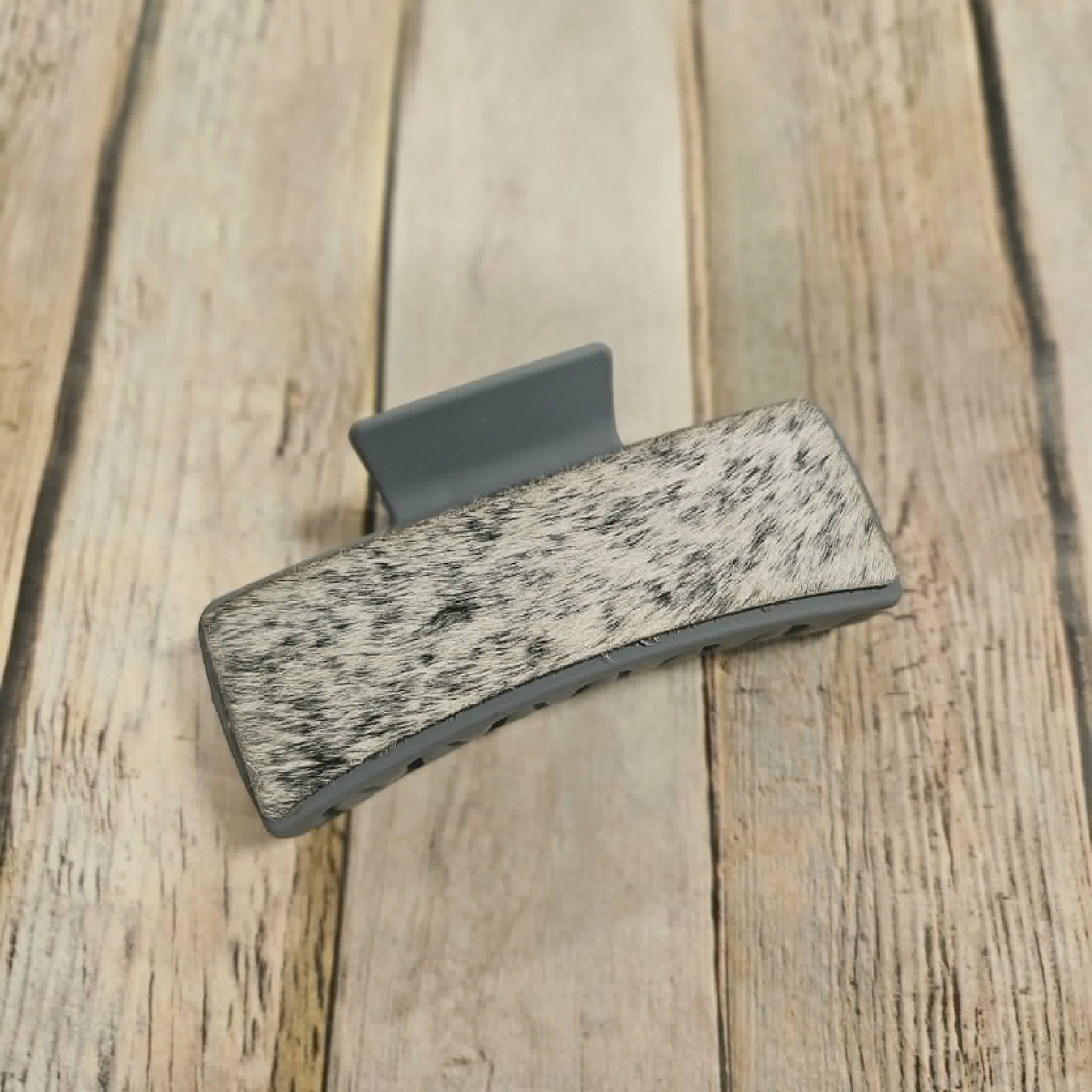 Laser Burned Leather Hair Claw Clip