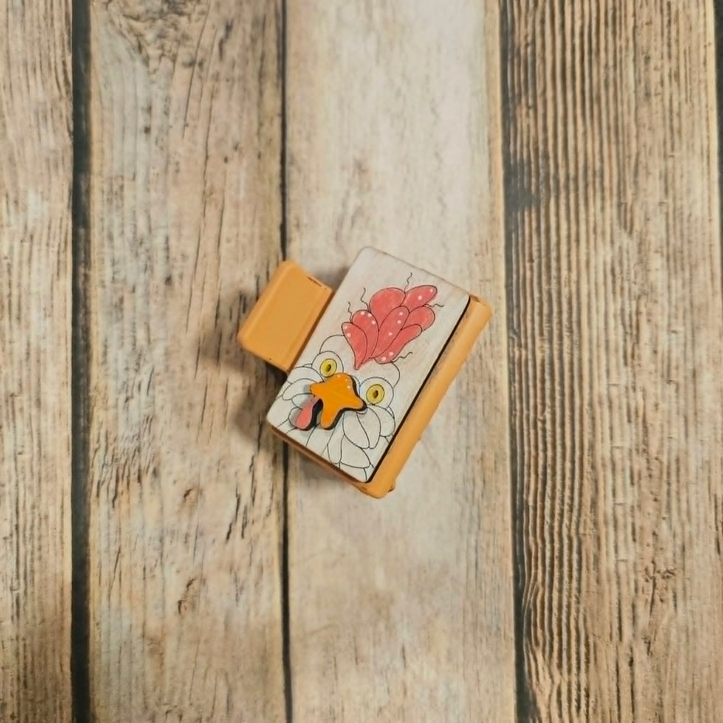 Laser Burned Wood Chicken Small Hair Claw Clip