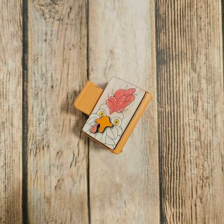 Laser Burned Wood Chicken Small Hair Claw Clip