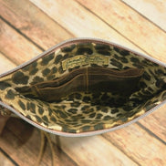 Oleta Leopard Clutch Wristlet with pink zipper