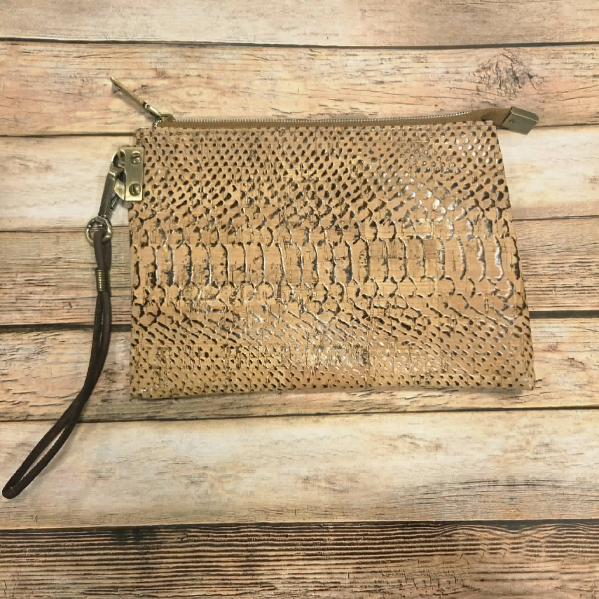 Oleta Snake Clutch Wristlet with fabric card slots