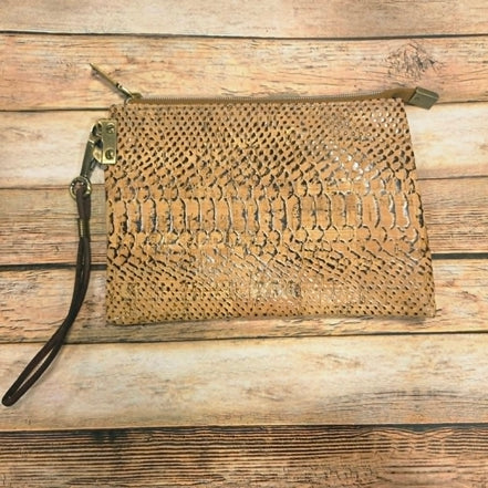 Oleta Snake Clutch Wristlet with fabric card slots