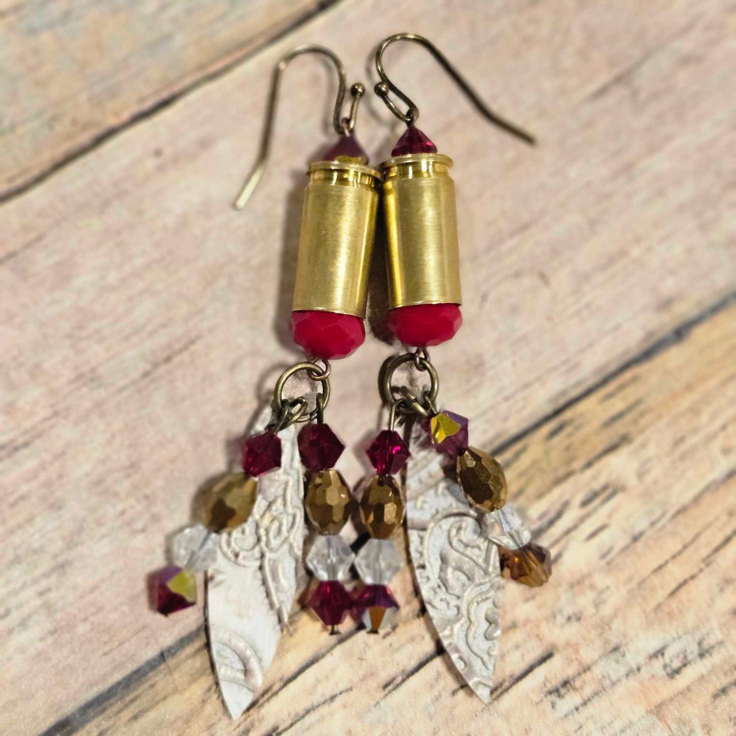 Handmade Ammo Beaded Cluster Earrings