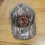 Embroidered Leather Gun Patch Trucker Hat