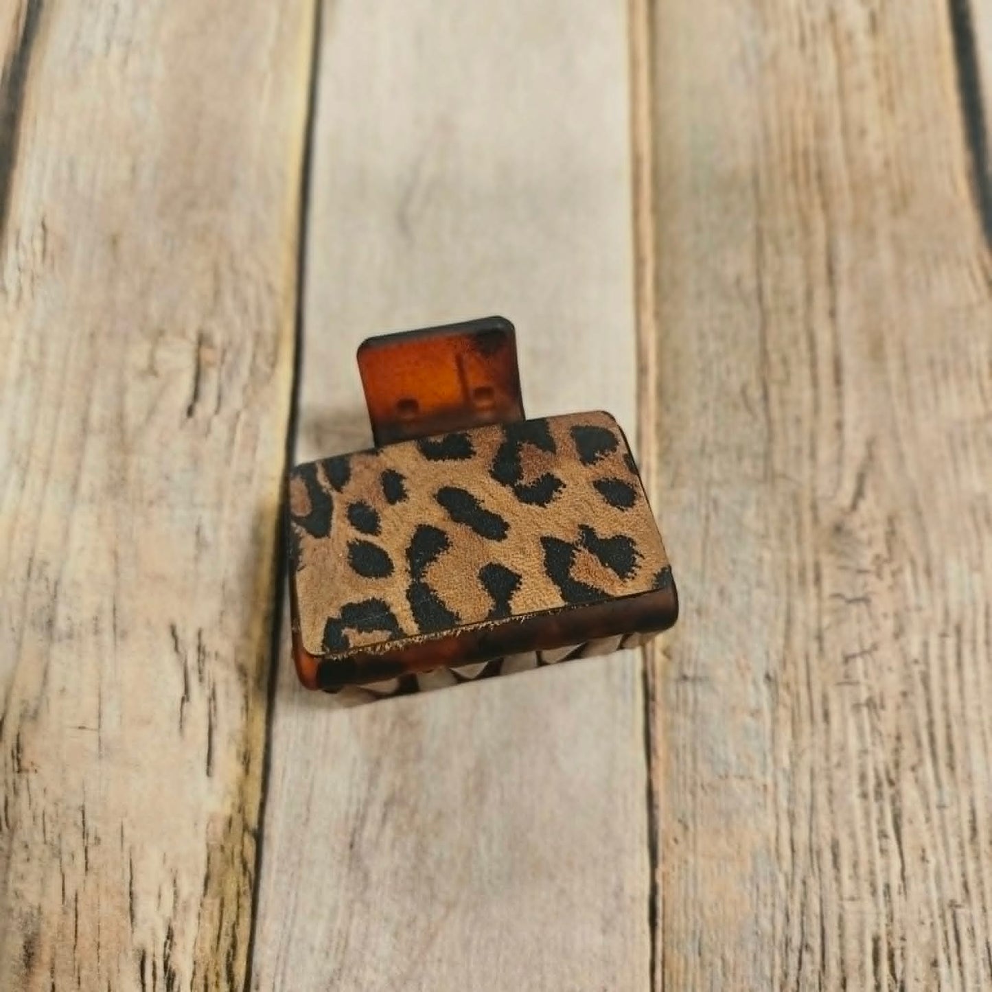 Laser Burned Leather Small Hair Claw Clip