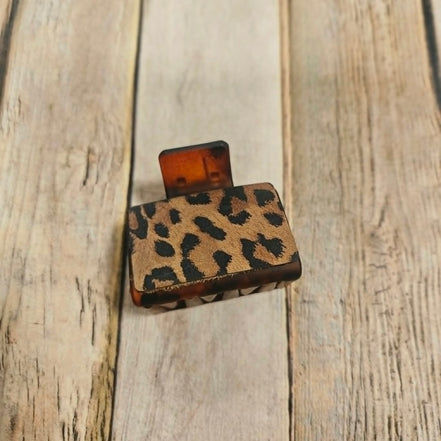 Laser Burned Leather Small Hair Claw Clip
