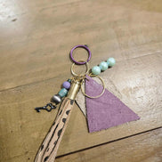 leather leopard ammo keychain, leopard tassel keychain, beaded keychain, ammo keychain, ammo tassel 