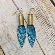 snake leather earrings, ammo leather jewelry