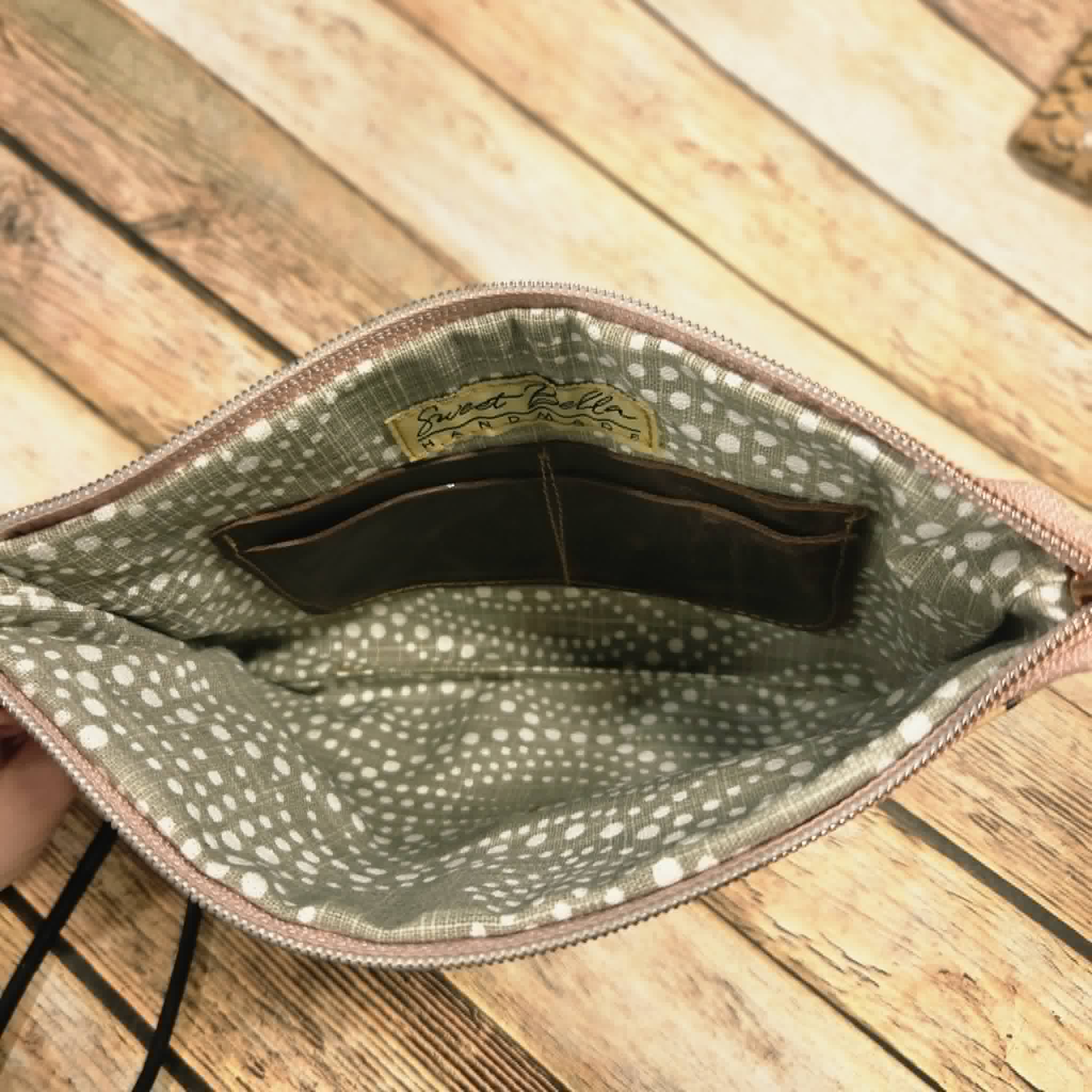 Oleta Snake Clutch Wristlet with pink zipper