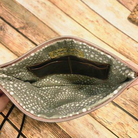 Oleta Snake Clutch Wristlet with pink zipper