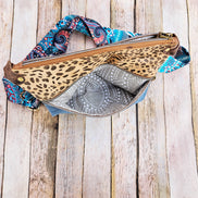 leopard leather, denim bag, crossbody bag, denim crossbody, 