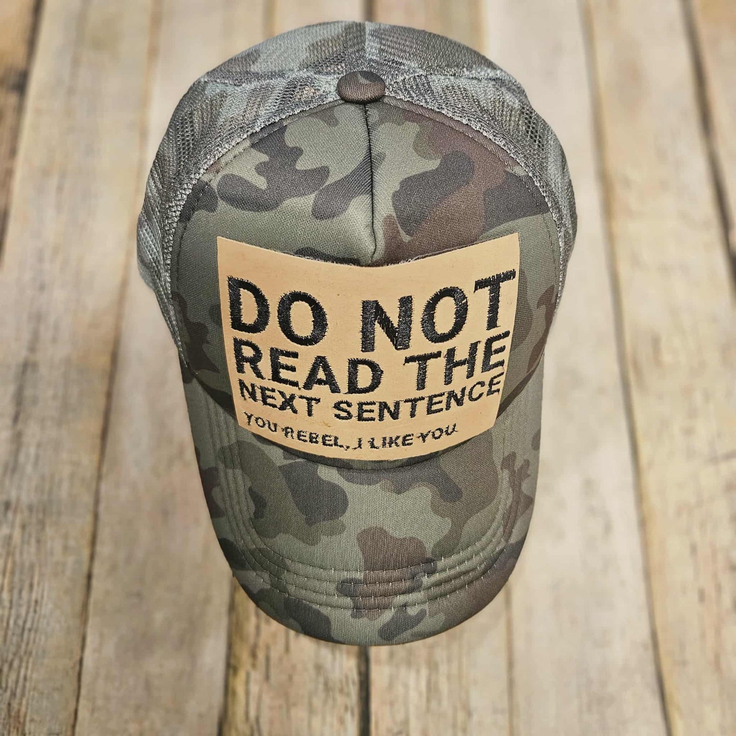 Embroidered Leather Patch Trucker Hat