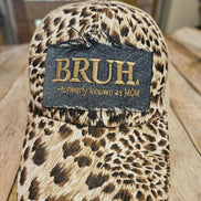 leopard print denim patch cap, denim 
